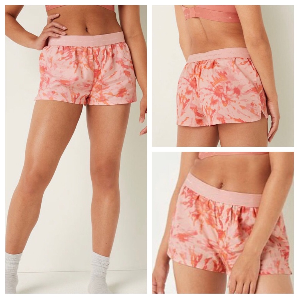 Vs Victorias Secret Pink Flannel Sleep Boxy Short Shortie Peach Tint Tie Dye XXL